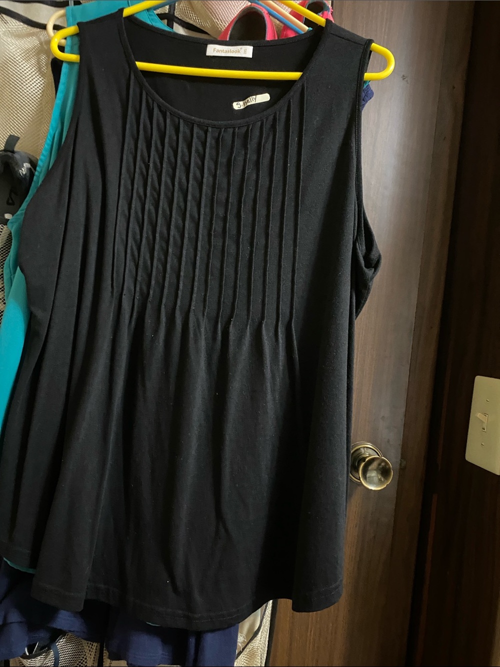 Black Pleated Sleeveless Top